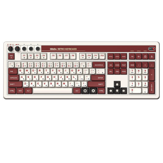 8BitDo Retro 108 Mechanical Keyboard, 108 Keys, Hot-swappable PCB, 3 Modes Connection, Wireless Gaming Keyboard for Windows & Android - Red