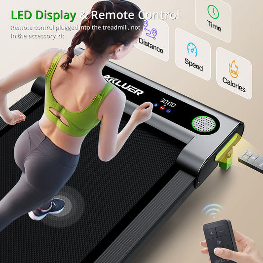 Akluer 480L-A Walking Pad with Incline, 2.5HP Under Desk Treadmill with Remote Control, LED Display, 330lbs Max Capacity