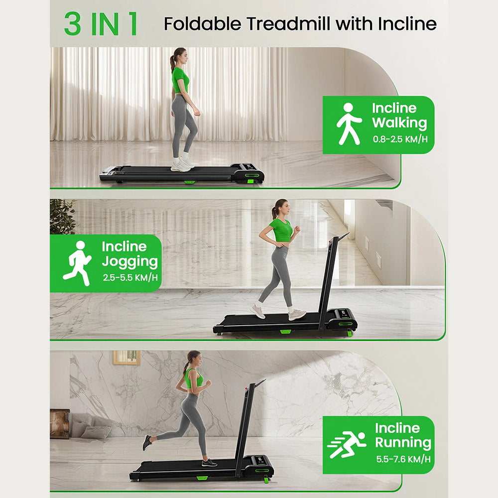 Akluer 480L-B Incline Walking Pad with Handle, 2.5HP Under Desk Treadmill, LED Screen & Remote Control, 330lbs Max Capacity, Foldable