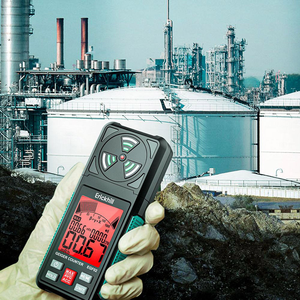 ERICKHILL EGF02 Digital Nuclear Radiation Detector, Geiger Counter, Portable Beta Gamma X-ray Radiation Dosimeter with LCD Display for Home, Radioactive Mineral Mining