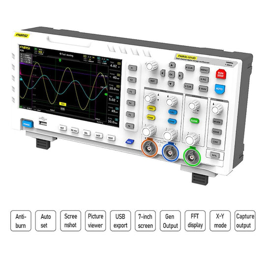 FNIRSI 1014D 2 in 1 Digital Oscilloscope, 2 Channels, 100Mhz Bandwidth, 1GSa/s Sampling Rate, DDS Signal Generator - EU Plug