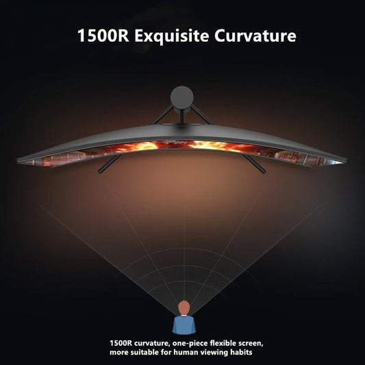 FYHXele FY34WQHC 34-inch Gaming Monitor, 3440*1440 WQHD 1500R VA Screen, 165Hz Refresh Rate, 3000:1 Contrast Rate, HDR 400, 1ms Response Time, FreeSync & Adaptive Sync, Game Plus, 2*HDMI 2.0, 2*DP 1.4, 100*100mm VESA Mounting