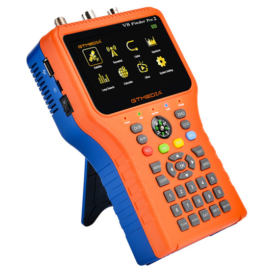 GTMEDIA V8 Finder PRO 2 Satellite Finder ATSC-C Digital Satellite Signal Detector, Support DVB-S2X/S2/S, DVB-T2/T, DVB-C - Orange, EU Plug