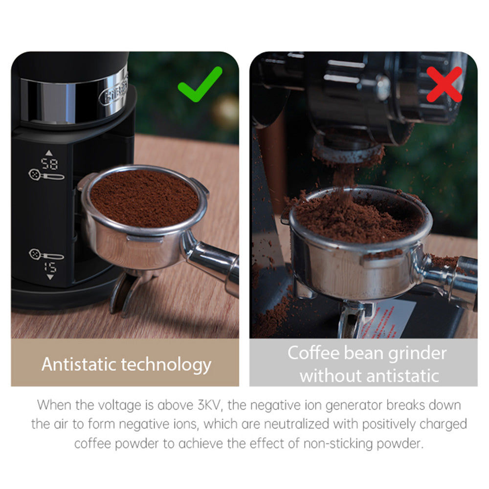 HiBREW G3A Coffee Grinder, 40mm Conical Burr, Air Blower, 31-gear Scale, Memory & Antistatic Function, Manual & Automatic, Visual Bean Storage Beige