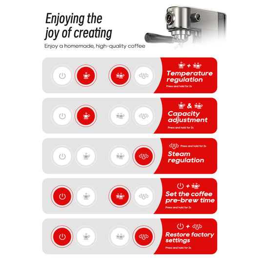 HiBREW H10B Espresso Coffee Machine, 20Bar Extraction Pressure, Semi-Automatic, Adjustable Temperature & Cup Volume, 51mm Aluminum Alloy Handle, 1.3L Removable Water Tank, Silver