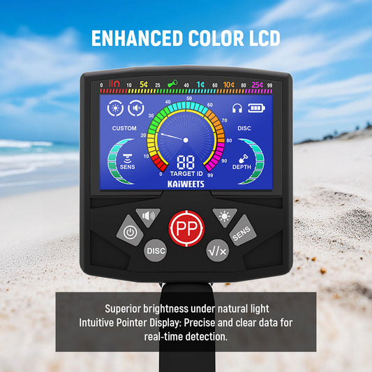 KAIWEETS EXPLORER X II Metal Detector, 4 Detection Modes, LCD Screen, Adjustable Long Stem, IP68 Waterproof Coil