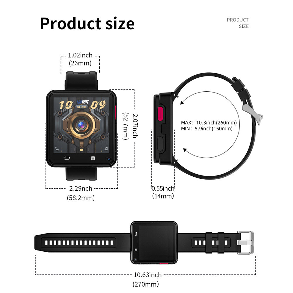LOKMAT APPLLP 2 MAX Detachable Smartwatch, 2.64-inch Screen, Android 11, Support 4G/5G SIM, Bluetooth Connection, GPS Positioning, 1200mAh Battery