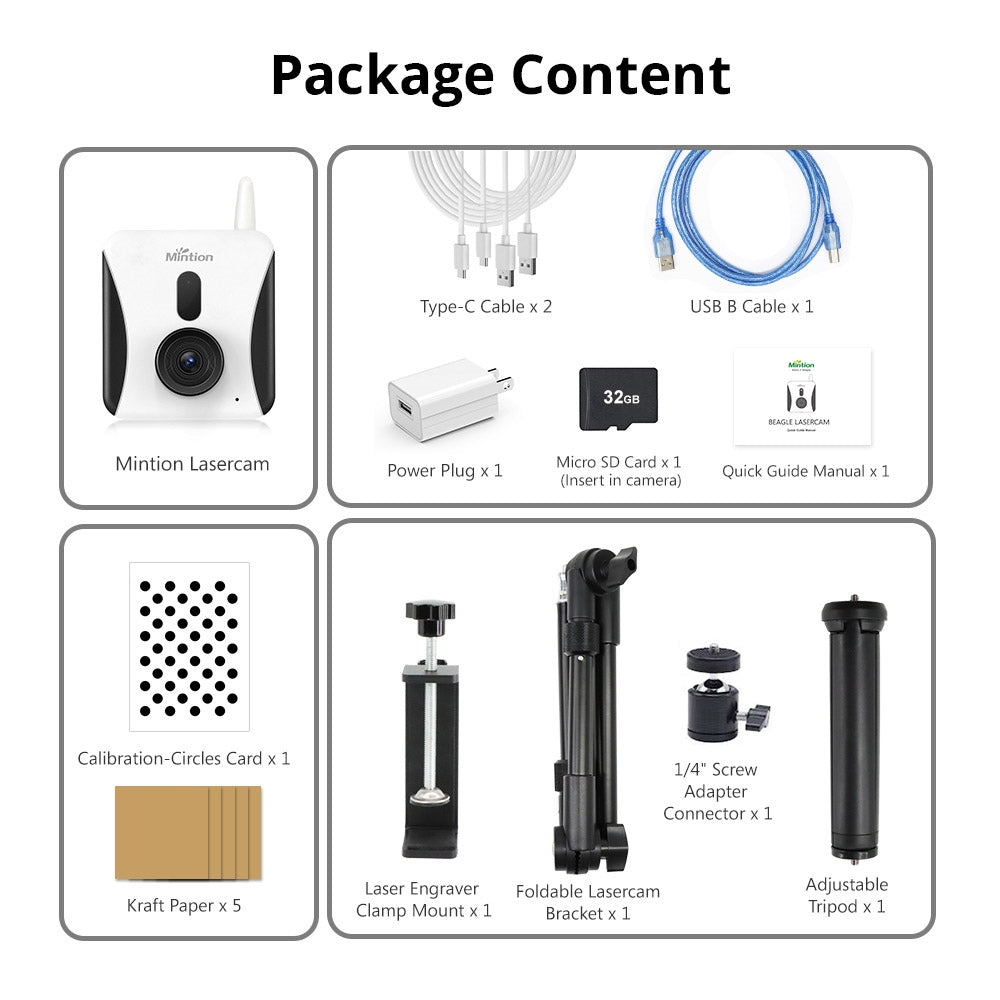 Mintion Lasercam Laser Engraver Camera, 1080P Video Resolution, Positioning in LightBurn, WiFi Remote Control, Auto Time-Lapse Video, Fire Detection, Night Version, Support PC Browser