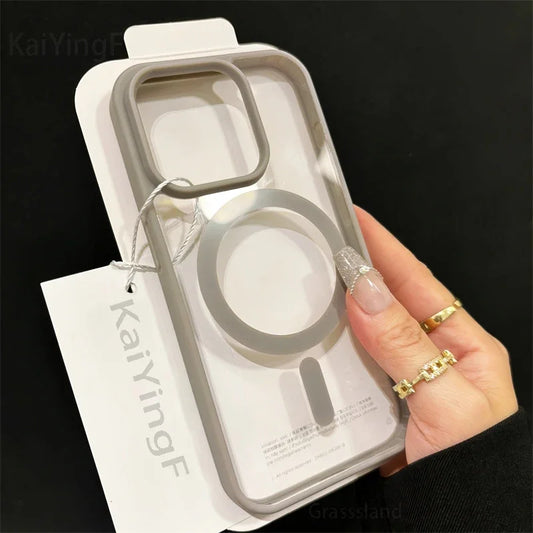 Luxusné priehľadné puzdro Magsafe pre iPhone 16 15 14 13 12 11 Pro X XS XR Max magnetický kryt telefónu s bezdrôtovým nabíjaním