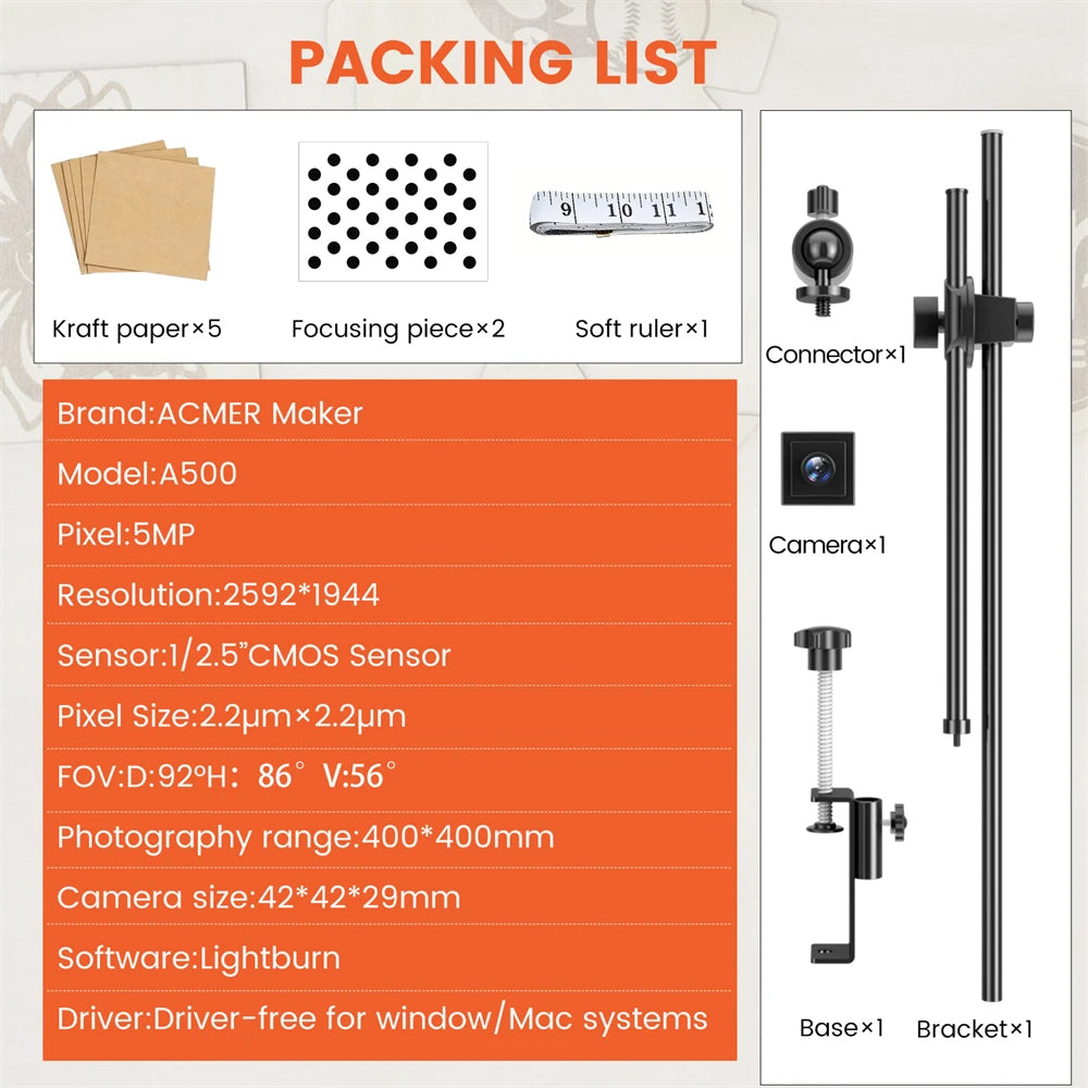 Laserový gravírovací stroj ACMER A500 Lightbrun pre ACMER XTOOL SCULPFUN Atomstack Ortur IKIER CREALITY TWO TREES COMGROW