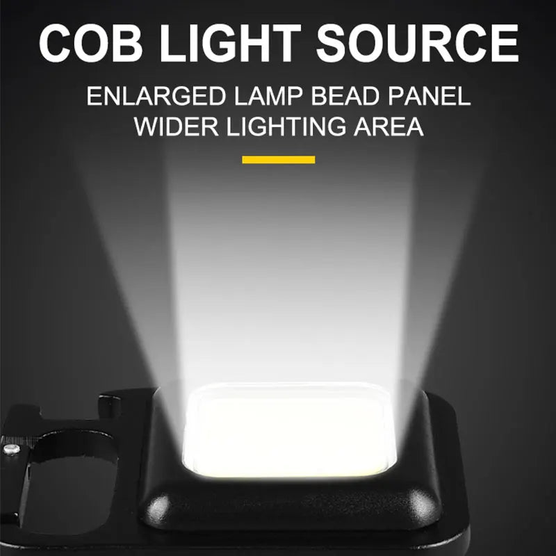 COB LED mini baterka Super jasná EDC kľúčenka vonkajšia núdzová kempingová vrecková lampa s vývrtkou na chvoste