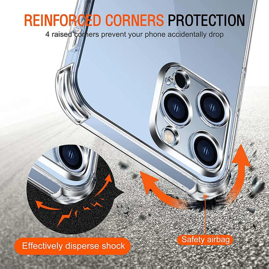 1,5 mm hrubé priehľadné puzdro na telefón Air-bag pre iPhone 11 12 13 14 15 Pro Max SE 2020 7 8 Plus 13 Mini hrubý nárazuvzdorný silikónový kryt