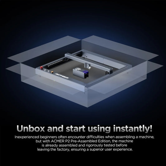 ACMER P2 33W lasery Gravírovanie Air Assist WIFI APP Control CNC Obrábači kovov drevári Gravírovací laserový rezací stroj do dreva