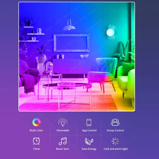 Tuya WIFI Bluetooth LED žiarovka Smart Life Ovládanie APP Stmievateľné 9W 18W E27 220V RGB+CW+WW Lampy na zmenu farby Kompatibilné IOS/Android