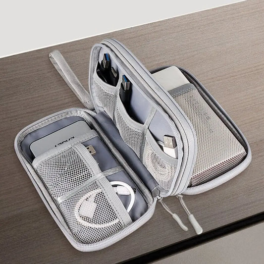 1PC prenosná dvojvrstvová cestovná taška na uloženie kábla, cestovná taška s organizérom Organizéry na uloženie kábla Taška na prenášanie