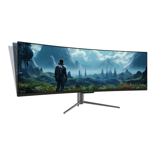 TITAN ARMY C49SHC 49-inch Gaming Monitor, 3840*1080 CSOT HVA Panel, 32:9 Oversized Curved Screen, 144Hz High Refresh Rate, Smart PIP/PBP Split Screen, Adaptive-Sync, 1*HDMI 2.0 1*DP 1.4 1*Full-Feature USB-C 1*USB-B 2*USB-A, 65W Reverse Charging