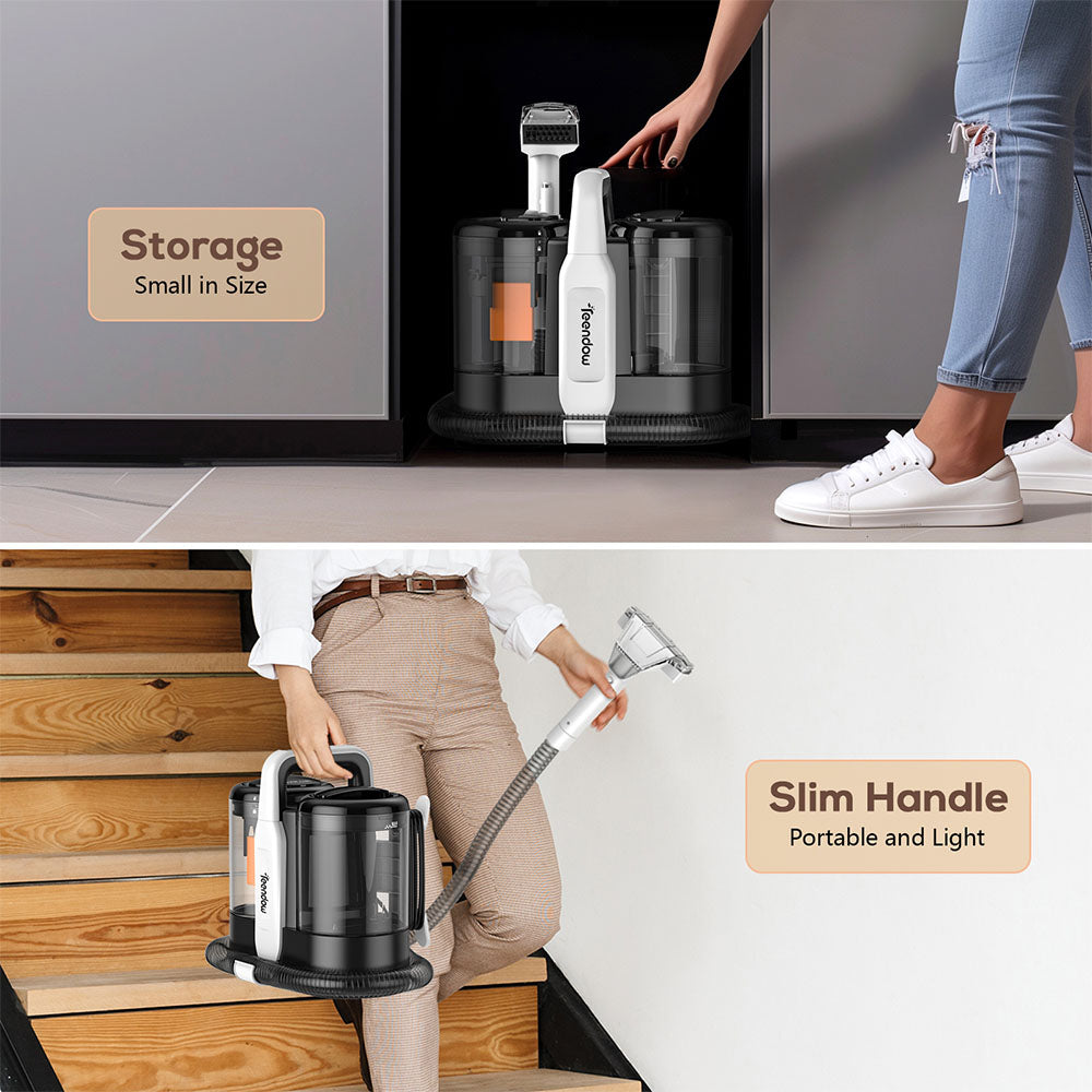 Teendow C5 Washing Vacuum Cleaner Carpet Cleaner, Powerful 500 W Brush Motor, Low Noise, 1500ml Large Water Tank Capacity, Portable and Compact, Spot Cleaner, Suitable for Cleaning Carpet, Sofa, Stairs, Pets, and Car