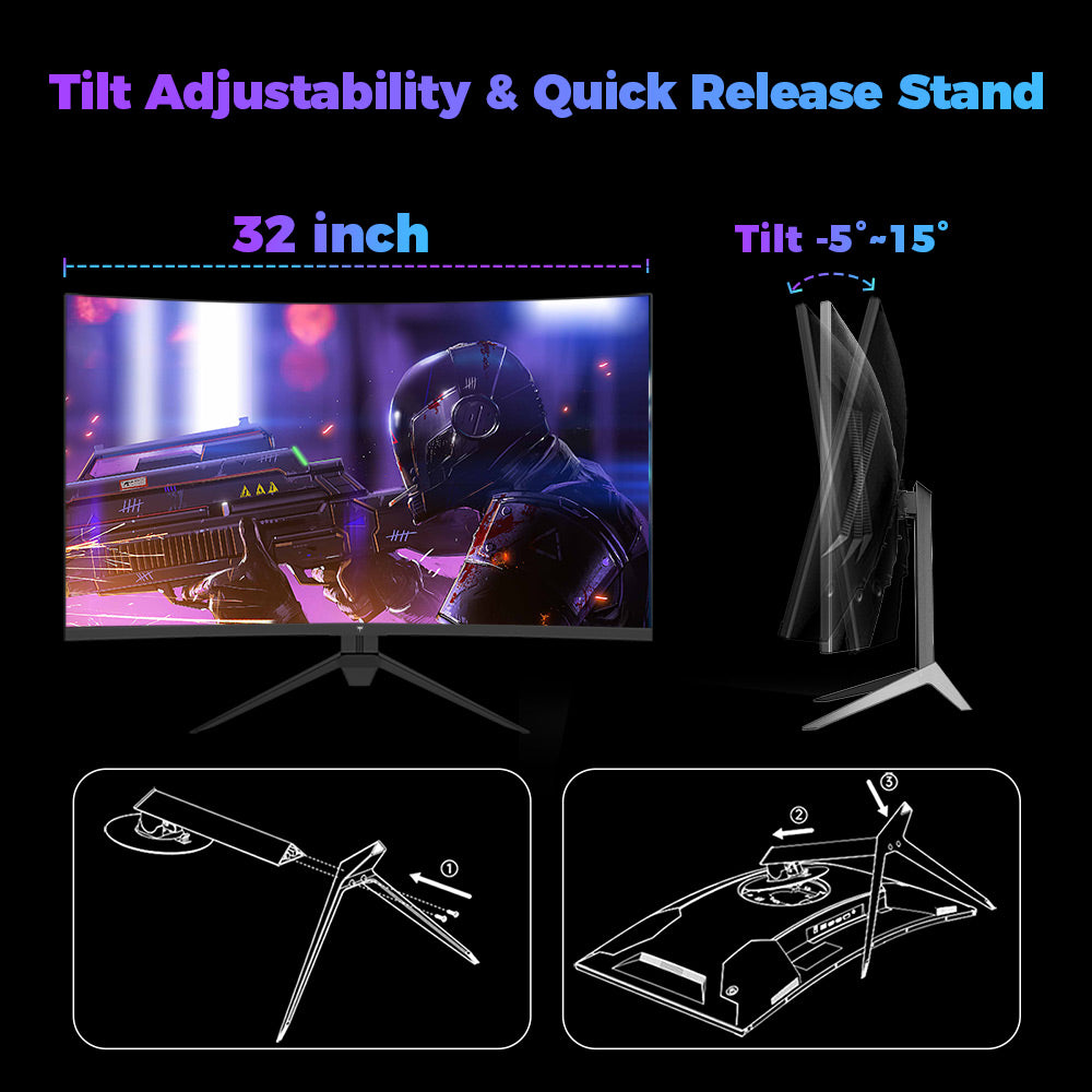 KTC H32S17C 1500R Curved Gaming Monitor, 32 inch 1920*1080 VA Panel, 180Hz Refresh Rate, 3000:1 Contrast Ratio, FreeSync & G-Sync, Low Blue Light & Flicker Free, 2*HDMI 2.0, 1*DP1.4, 1*Earphone Jack, VESA Mount