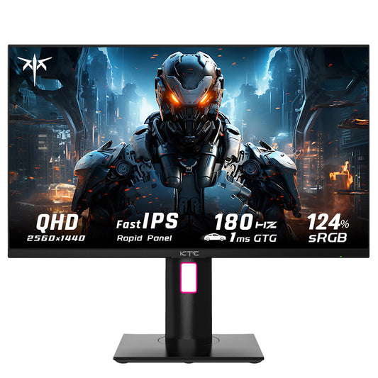 KTC H27T22 27-inch Gaming Monitor 2560x1440 QHD 16:9 ELED 180Hz Fast IPS Panel Screen 1ms GTG Response Time 99% sRGB HDR10 Low Motion Blur Compatible with FreeSync G-SYNC USB 2xHDMI2.0 2xDP1.4 Audio Out Horizontal & Vertical Rotated VESA Mount