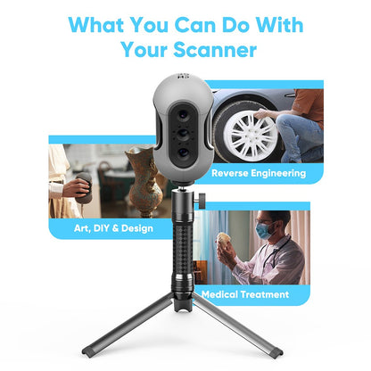 3DMakerpro Mole 3D Scanner Premium Edition, NIR Light Source, 0.05mm Accuracy, 0.1mm Resolution, 10fps Frame Rate, Visual Tracking, Facial Scanning, Anti-Shake, 200x100mm Single Capture Range, with Turntable