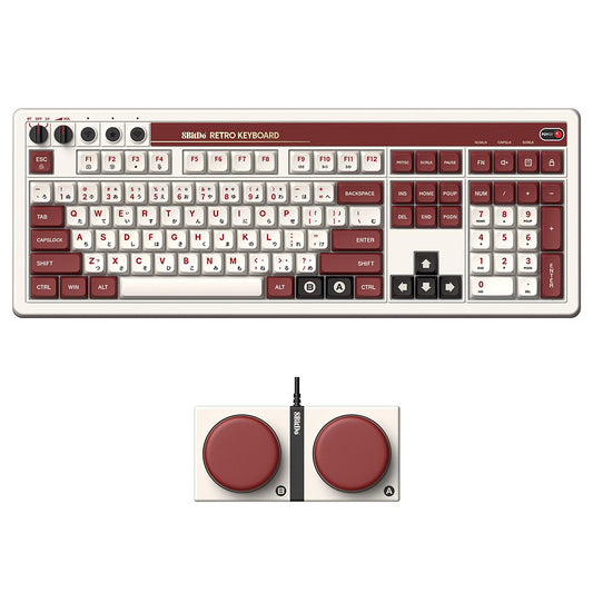 8BitDo Retro 108 Mechanical Keyboard, 108 Keys, Hot-swappable PCB, 3 Modes Connection, Wireless Gaming Keyboard for Windows &amp; Android - Red
