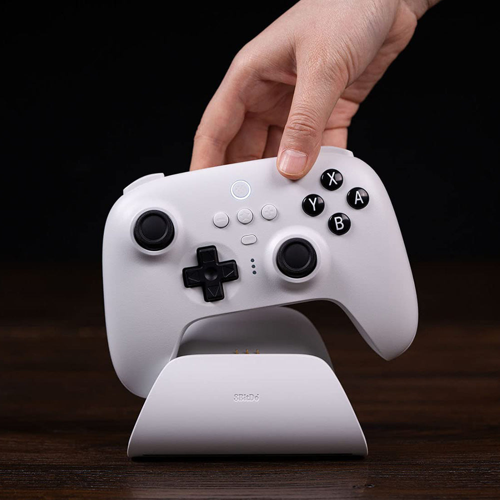 8Bitdo Ultimate Gaming Controller with Charging Dock, Hall Effect Sensing Joystick, Compatible with Switch, Windows &amp; Steam Deck - White