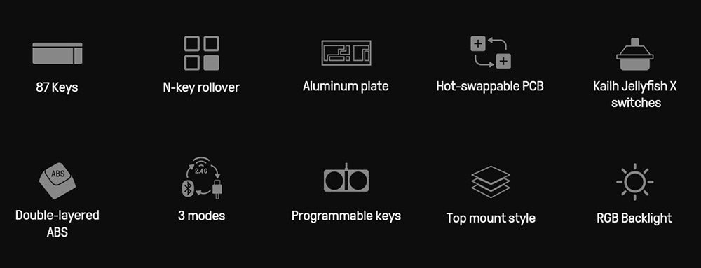 8BitDo Retro 87 Mechanická Klávesnica Xbox Edition, 87 Klávesov, RGB Podsvietenie, Vymeniteľné PCB, Pripojenie cez Bluetooth/2.4G/USB-C, Bezdrôtová Herná Klávesnica pre Windows a Android