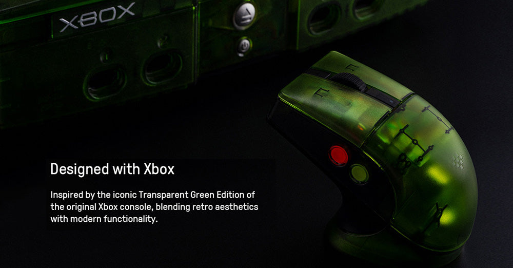 8BitDo Retro R8 Xbox Edition, 3 režimy pripojenia, vybavený senzorom PAW 3395, programovatelné tlačidlá