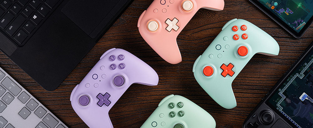 Bezdrôtový herný ovládač 8BitDo Ultimate 2C pre Windows PC a Android, frekvencia skenovania 1000 Hz, Hall efektové páky a Hall efektové spúšte – ružová