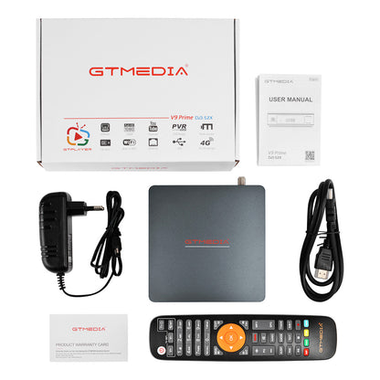 GTMEDIA V9 Prime Satellite Receiver, DVB-S/S2/S2X, HEVC 10Bit, Built-in 2.4G WiFi, Support CA Card, Biss Auto Roll - EU Plug