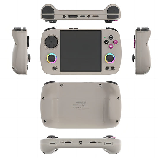ANBERNIC RG CubeXX Game Console, 3.95-inch 720*720 IPS Screen, Linux 64-bit, 5G WiFi Bluetooth 4.2, Moonlight Streaming, 6.5 Hours of Playtime, RGB Light - Grey