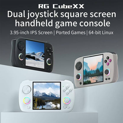 ANBERNIC RG CubeXX Game Console, 3.95-inch 720*720 IPS Screen, Linux 64-bit, 5G WiFi Bluetooth 4.2, Moonlight Streaming, 6.5 Hours of Playtime, RGB Light - Grey