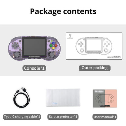 ANBERNIC RG353PS Game Console, 16GB Linux, 1GB LPDDR4, HDMI Output - Transparent Purple