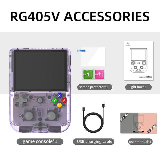 ANBERNIC RG405V Game Console, 4GB LPDDR4 128GB eMMC, Android 12, 5G WiFi, Bluetooth 5.0, 128GB TF Card 3172 Games, Moonlight Streaming - Purple