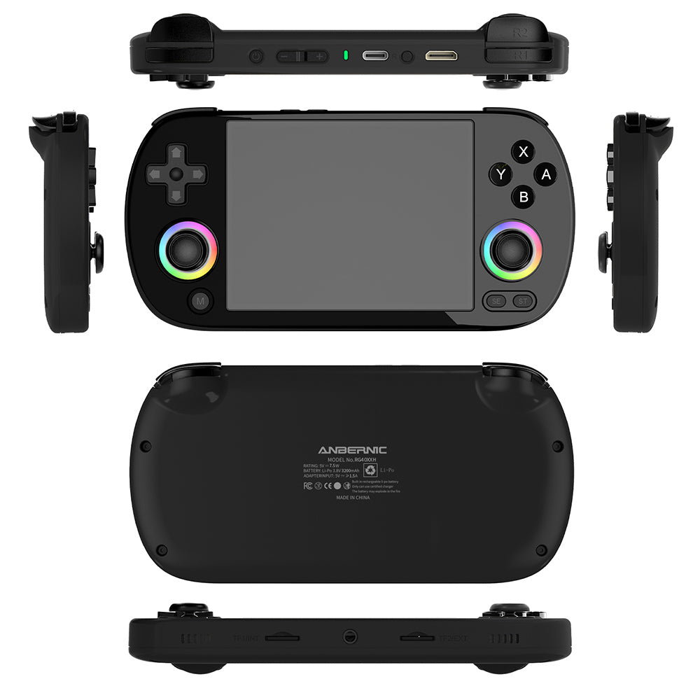 ANBERNIC RG40XX H Retro Game Console with RGB Light, 32GB TF Card, LPDDR4 1GB, 640*480P IPS Screen, 3200mAh Battery for 6 Hours Autonomy, Linux OS, 5G Wifi Bluetooth, Moonlight Streaming - Black