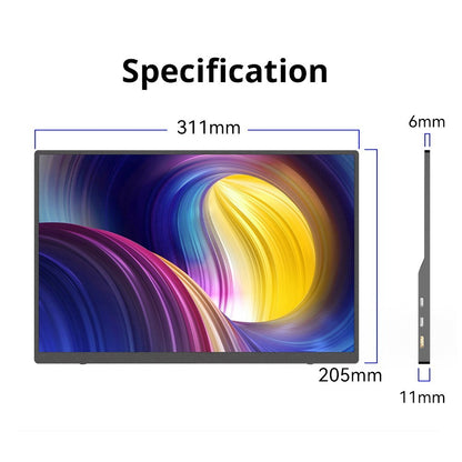 AOSIMAN L140FPC 14'' Ultra Slim Portable Monitor 1920x1200, 16:10 Ratio Resolution Double Blind Plug for Laptop, PC, Phone