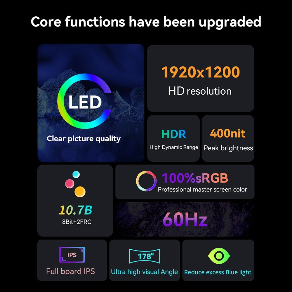 AOSIMAN L140FPC 14'' Ultra Slim Portable Monitor 1920x1200, 16:10 Ratio Resolution Double Blind Plug for Laptop, PC, Phone