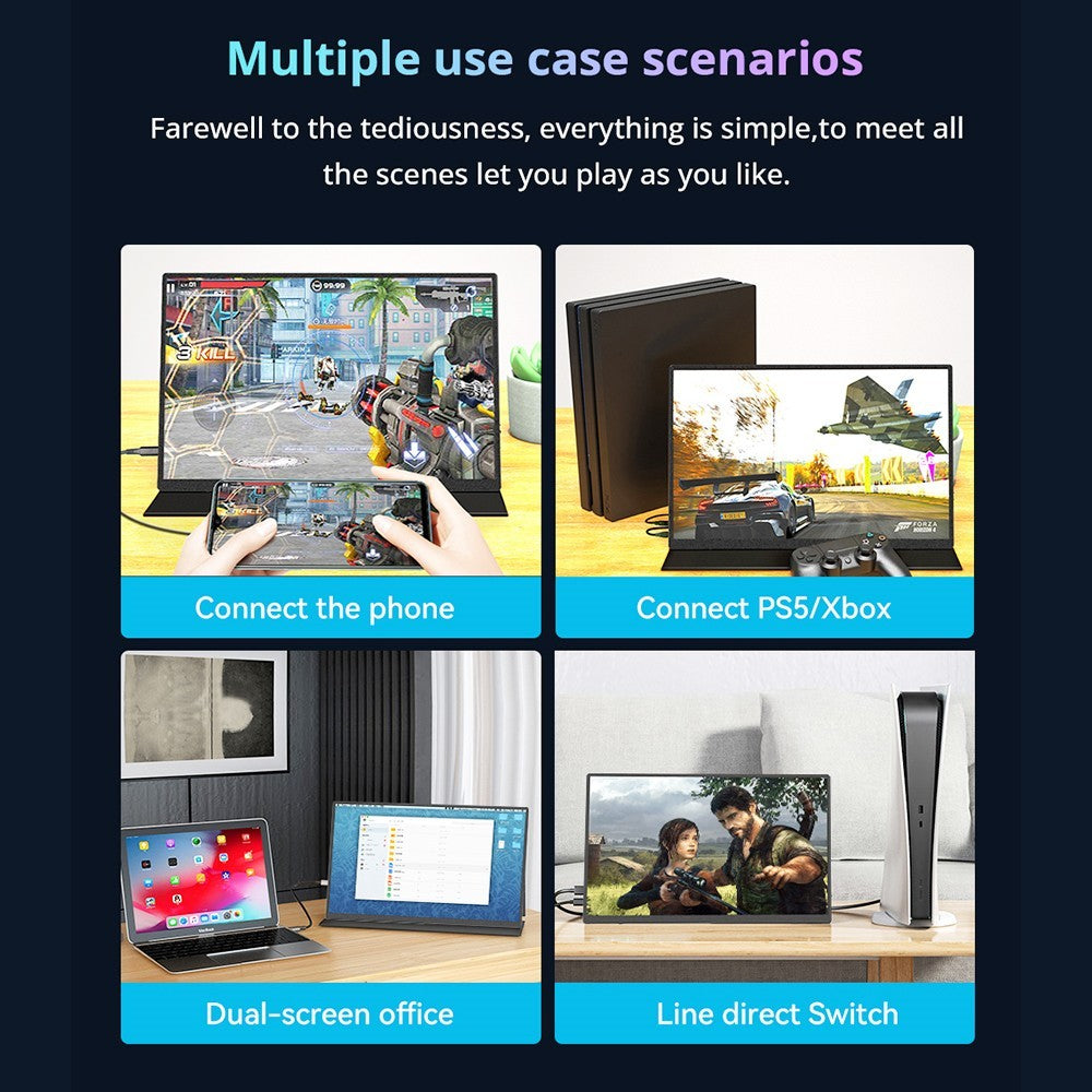AOSIMAN L140FPC 14'' Ultra Slim Portable Monitor 1920x1200, 16:10 Ratio Resolution Double Blind Plug for Laptop, PC, Phone