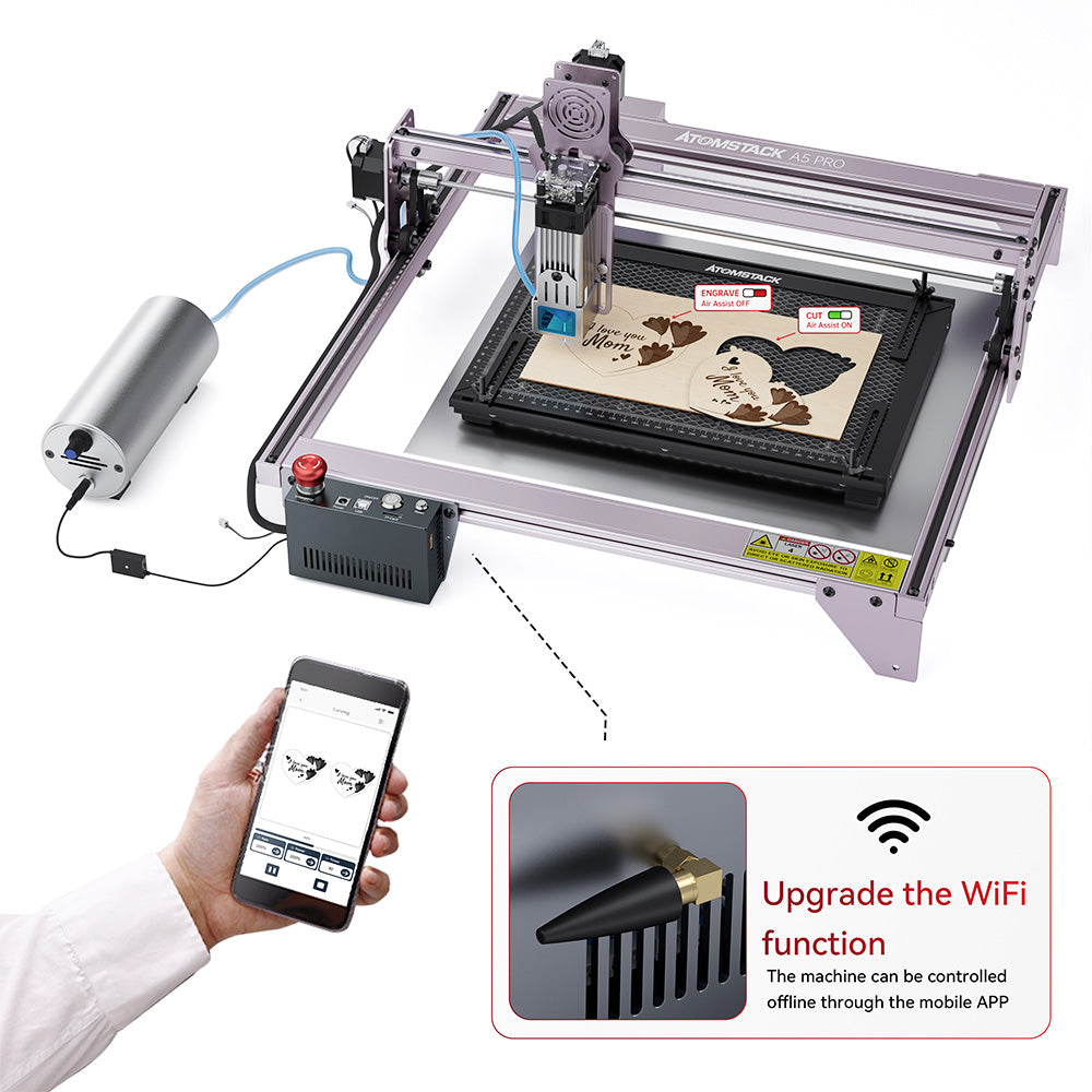 ATOMSTACK AIC1 Auto Air Assist Control System, WiFi Offline Work, 32-bit Motherboard, for S30 Pro/S20 Pro/S10 Pro/A5 Series