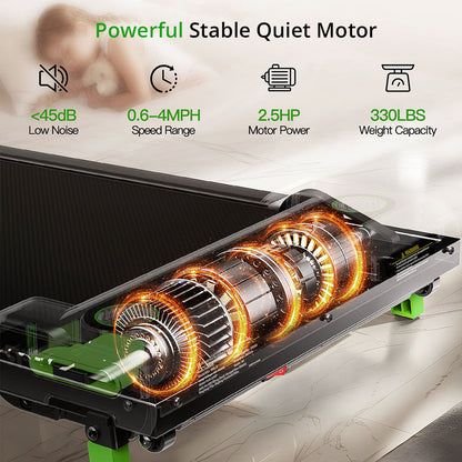 Akluer 480L-A Walking Pad with Incline, 2.5HP Under Desk Treadmill with Remote Control, LED Display, 330lbs Max Capacity