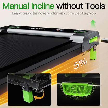 Akluer 480L-A Walking Pad with Incline, 2.5HP Under Desk Treadmill with Remote Control, LED Display, 330lbs Max Capacity