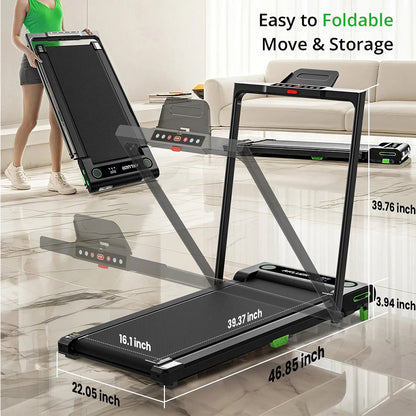 Akluer 480L-B Incline Walking Pad with Handle, 2.5HP Under Desk Treadmill, LED Screen &amp; Remote Control, 330lbs Max Capacity, Foldable