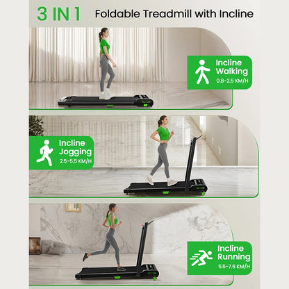 Akluer 480L-B Incline Walking Pad with Handle, 2.5HP Under Desk Treadmill, LED Screen &amp; Remote Control, 330lbs Max Capacity, Foldable