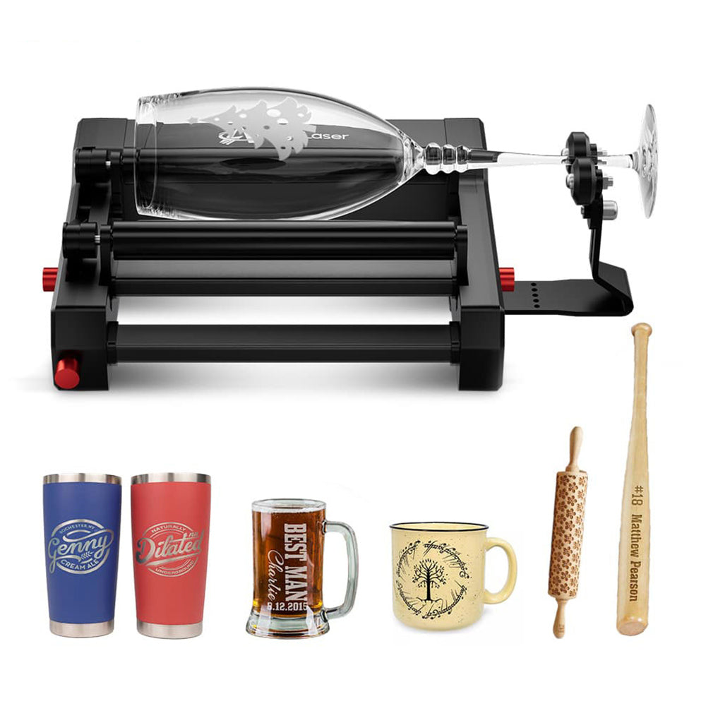 AlgoLaser RR2 Rotary Roller, Height-adjustable Bracket, 3000mm/min Engraving Speed, 7 Width Gears, for Alpha, Delta &amp; DIY Kit Engraving Machine