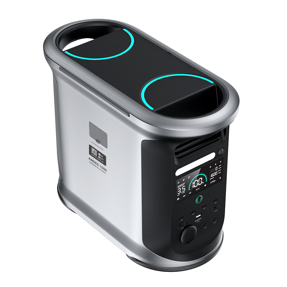 Ampace Andes 1500 Portable Power Station, 1462Wh LiFePO4, 2400W (Surge 3600W) SiCPrime Solar Generator, Full Charge in 55min, 4xAC, 4xUSB-A, 2xUSB-C, 2x5521, 1xCar Socket, 6000 Cycles, -20℃~45℃, APP Control, for Outdoor Camping, RVs, Home Backup