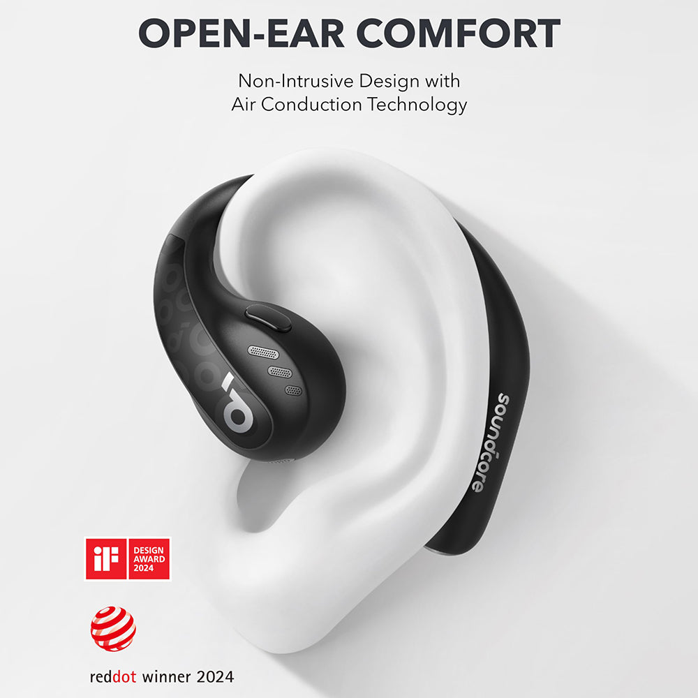 Anker Soundcore AeroFit Pro Open-ear Earbuds, Bluetooth 5.3, Up to 46 Hours Playtime - Black