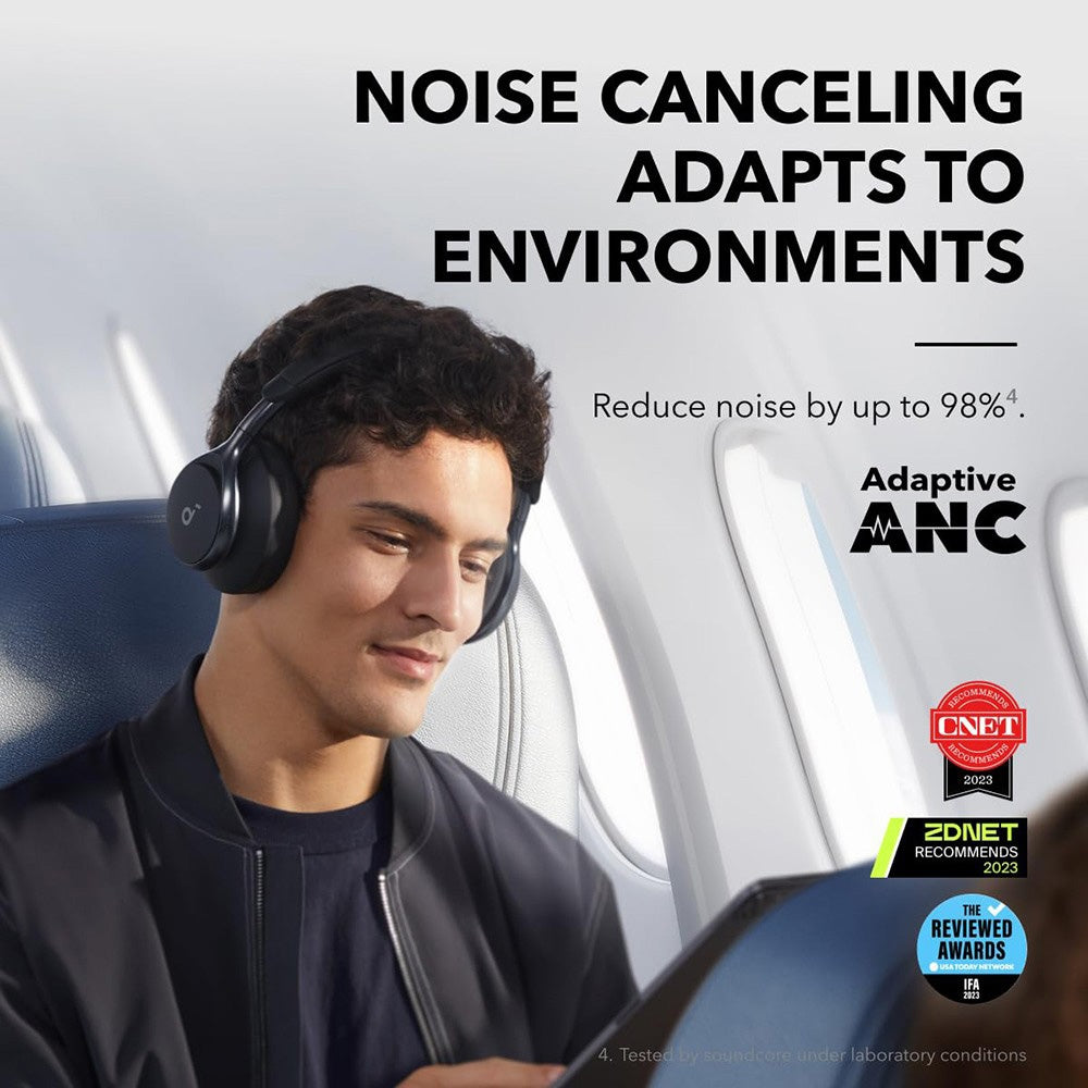 Anker Soundcore Space One ANC Headphones, App Control, 40 Hours with ANC on, 55 Hours with ANC off, Bluetooth 5.3 - Black