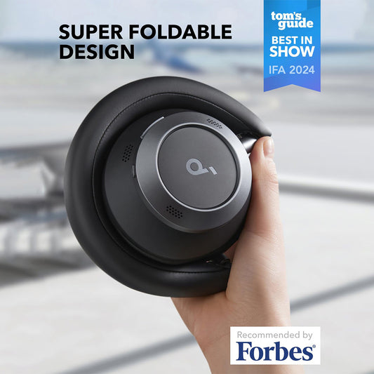 Anker Soundcore Space One Pro Headphones, Adaptive ANC, 40 Hours Playtime (ANC on), Hi-Res Wireless Audio, Ultra-Fast Charging - Black