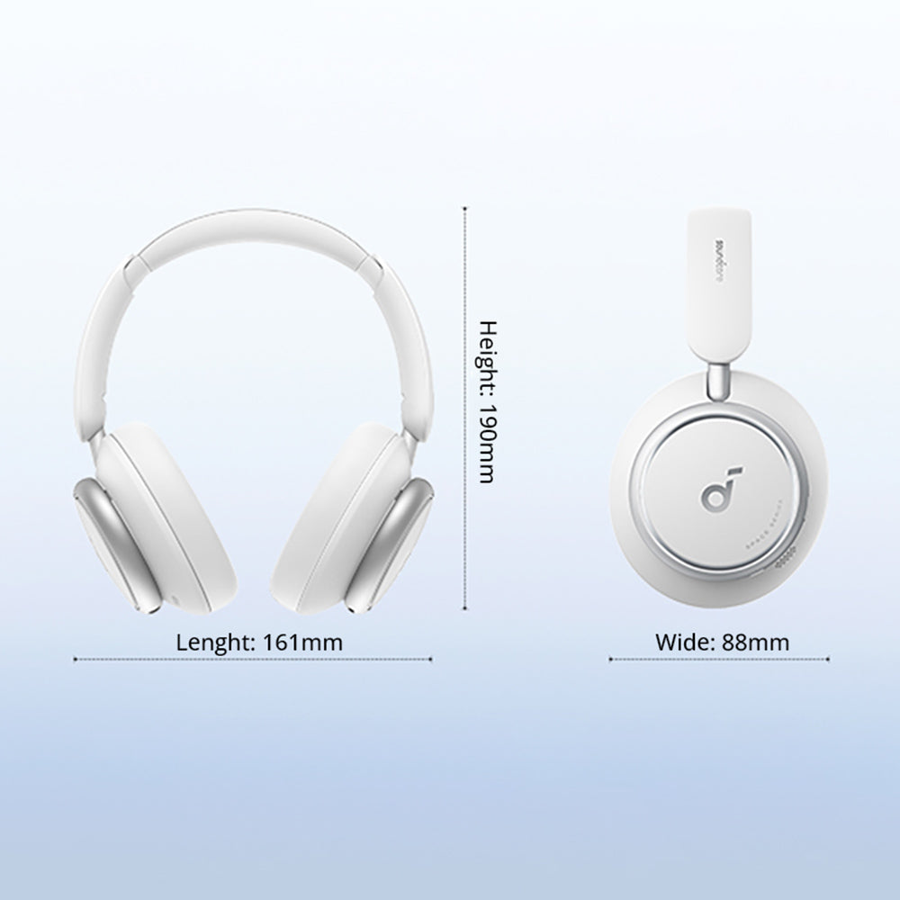 Anker Soundcore Space Q45 Headphones, Adaptive ANC, 50 Hours Playtime (ANC on), Bluetooth 5.3, App Control - White