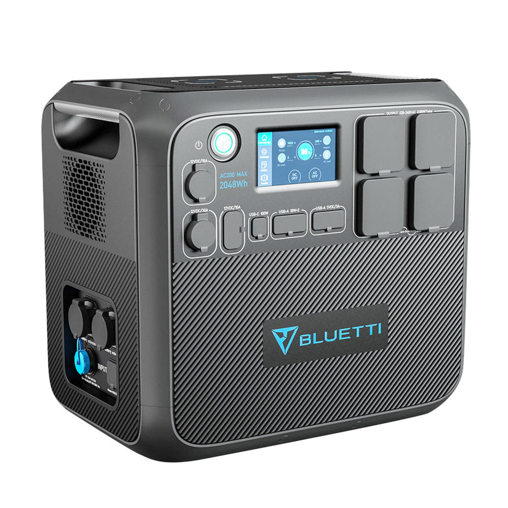BLUETTI AC200MAX 2200W Portable Power Station, 2048Wh LiFePO4 Battery Solar Generator, with 4 2200W AC Sockets (4800W Peak), Expandable to 8192Wh, Pure Sine Wave, 30A RV Output, Power Storage Emergency Generator for Outdoor, App Control - EU Plug